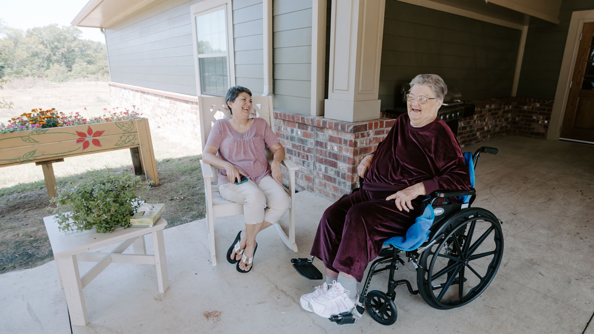 Elders on the Patio at Brookridge Cove Rehabilitation and Care Center